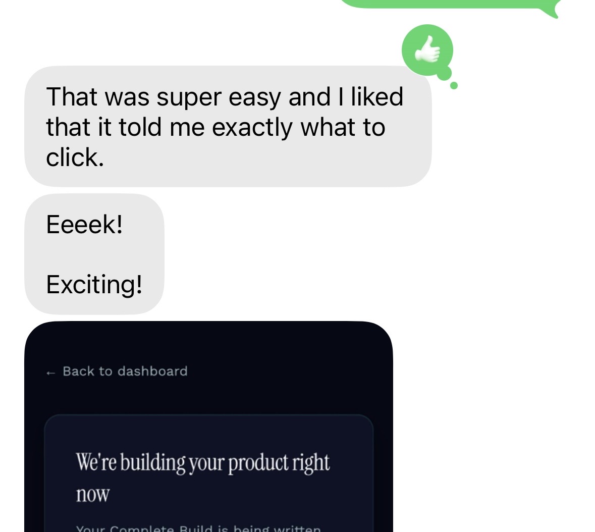 Text message from Michelle about MakeMint